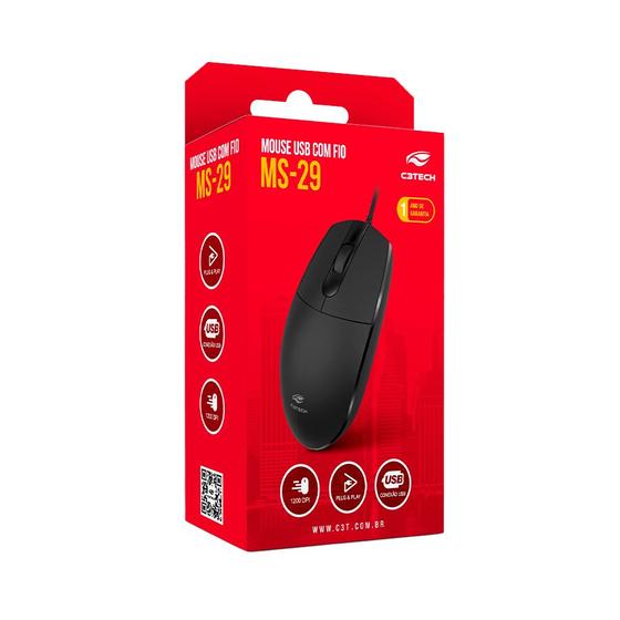 Imagem de Mouse usb 2m preto c3tech ms-29bk