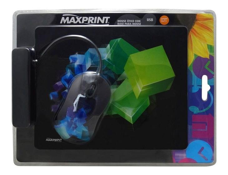Imagem de MOUSE USB COM MOUSEPAD MAXPRINT LA FASHION COLOR Preto