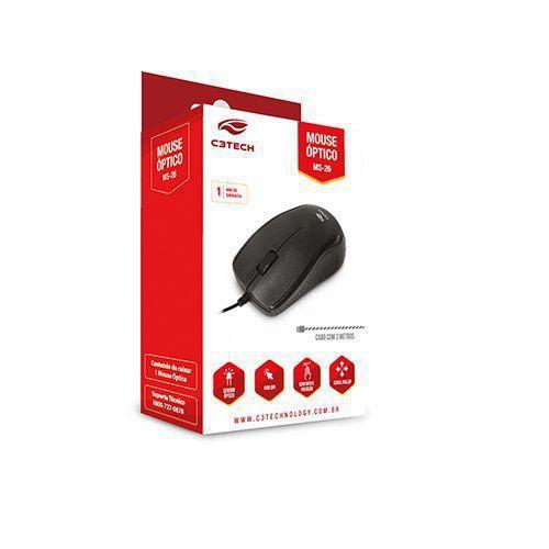Imagem de Mouse USB MS-26BK Preto Cabo Extenso 1.95M C3 TECH