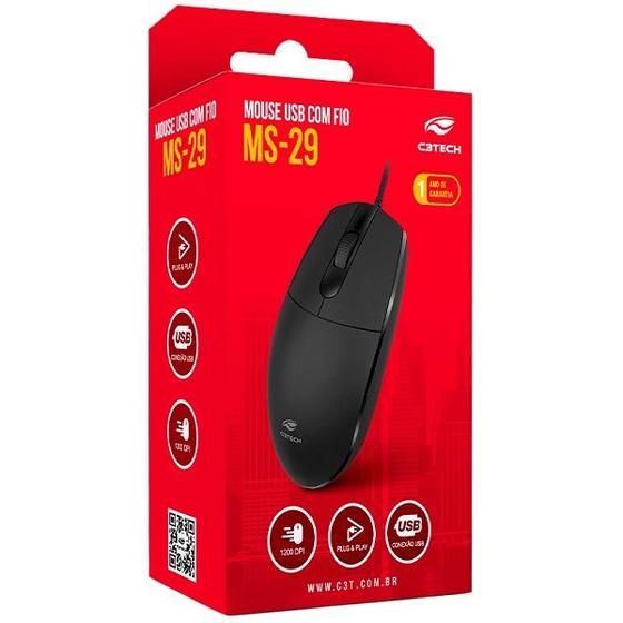 Imagem de Mouse USB MS-29BK Preto C3 TECH