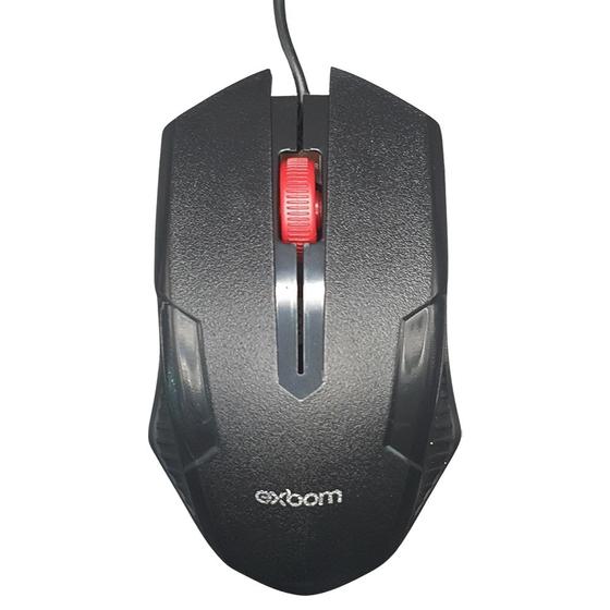 Imagem de Mouse USB Óptico, 1.200 DPI, Com Cabo de 1 Metro, Compacto, Preto, Exbom- MS-71