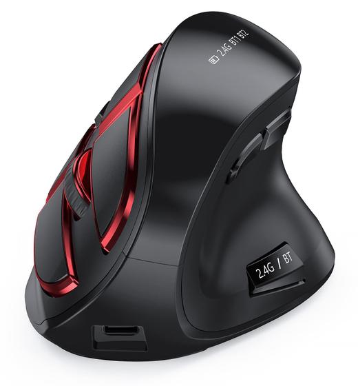 Imagem de Mouse vertical sem fio com sensor ergonômico recarregável vermelho