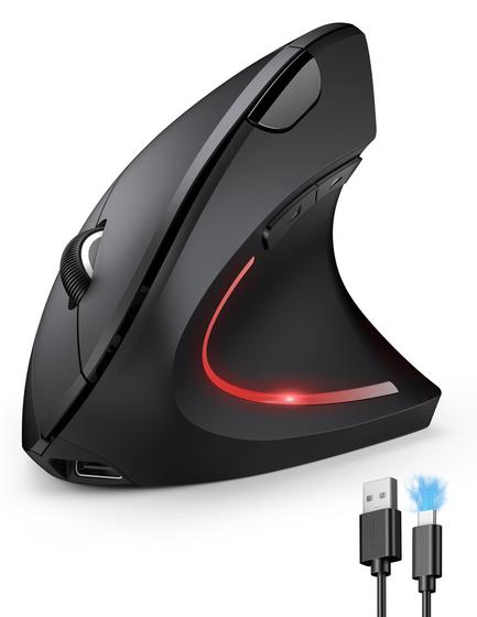 Imagem de Mouse Vertical Sem Fio Recarregável Tecknet - Ergonômico