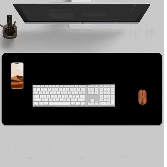 MousePad Couro Preto Office 70x30 Cm + suporte copo Menor preço em MousePad Couro Preto Office 70x30 Cm + suporte copo