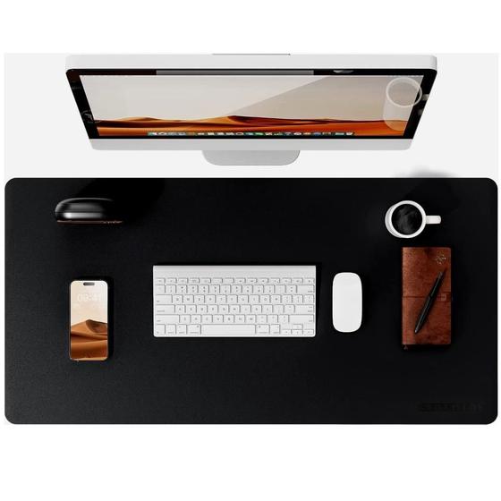 Imagem de Mousepad Desk Pad Extra Grande 90X40 De Couro E Apoio Copo