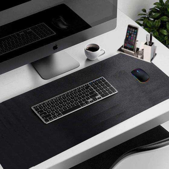 Imagem de Mousepad Desk Pad Extra Grande Office 90x40 De Couro e apoio copo