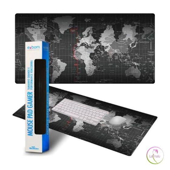Imagem de MousePad GAMER Exbom 70cmx35cm Estampa Mapa do Mundo Matrix