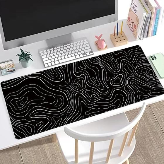 Imagem de Mousepad Gamer Grande (31,5x11,8 Pol.) - Antiderrapante, Preto e Branco