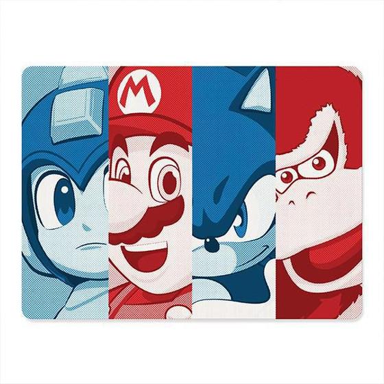 Imagem de Mousepad Gamer Video Jogos Retrô Mario Sonic