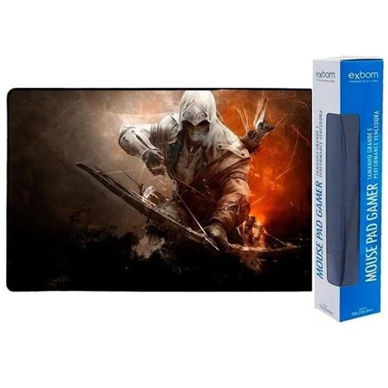 Imagem de Mousepad Gamer XG Extra Grande Borracha natural Borda Costurada Acomoda Teclado e Mouse: Assassins Creed