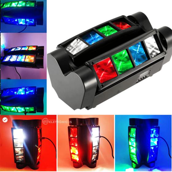 Imagem de Moving Spider Beam 8 Leds 5w Rgbw Diversas Cores Com Função Strobo Dmx DS8614