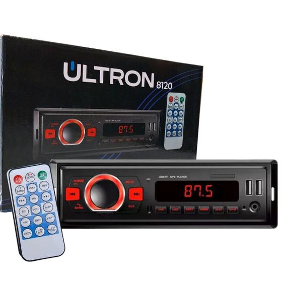 Imagem de Mp3 player auto radio ultron red bt bluetooth aux 2 ent usb