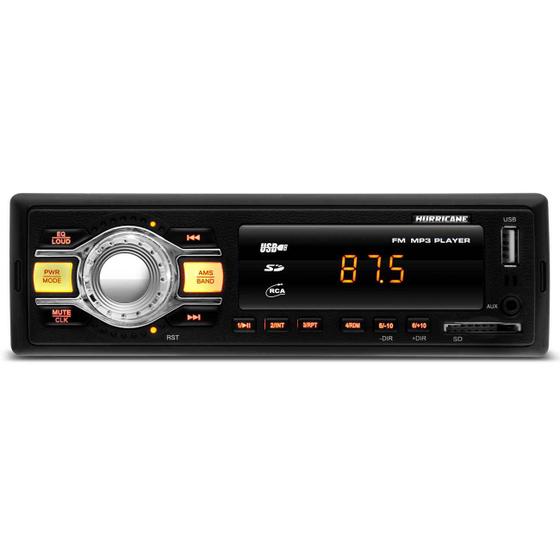 Imagem de MP3 Player Automotivo Hurricane HR-412 1 Din USB SD AUX FM RCA Tela LED 4x18 WRMS