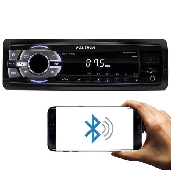 Imagem de MP3 Player Automotivo Pósitron SP2310 BT 1 Din LED Bluetooth USB MP3 Micro SD AUX RCA Rádio AM FM