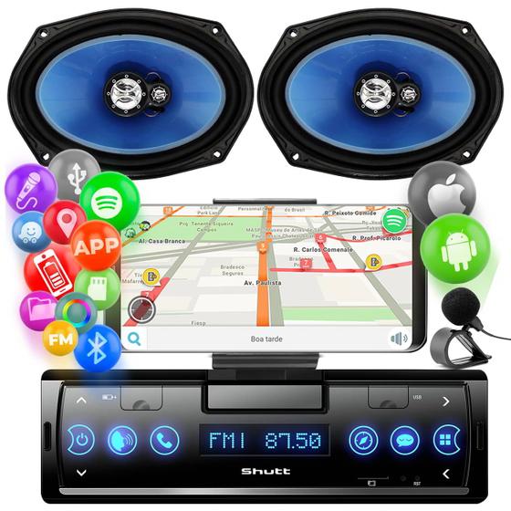 MP3 Player Automotivo Shutt Smart 1 Din LCD Bt USB SD Radio FM Falante