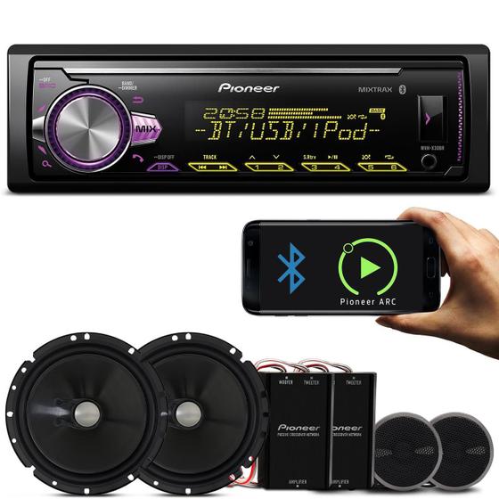 Imagem de MP3 Player Pioneer MVH-X30BR 1 Din + Kit 2 Vias Pioneer TS-C170BR 6" 120W RMS