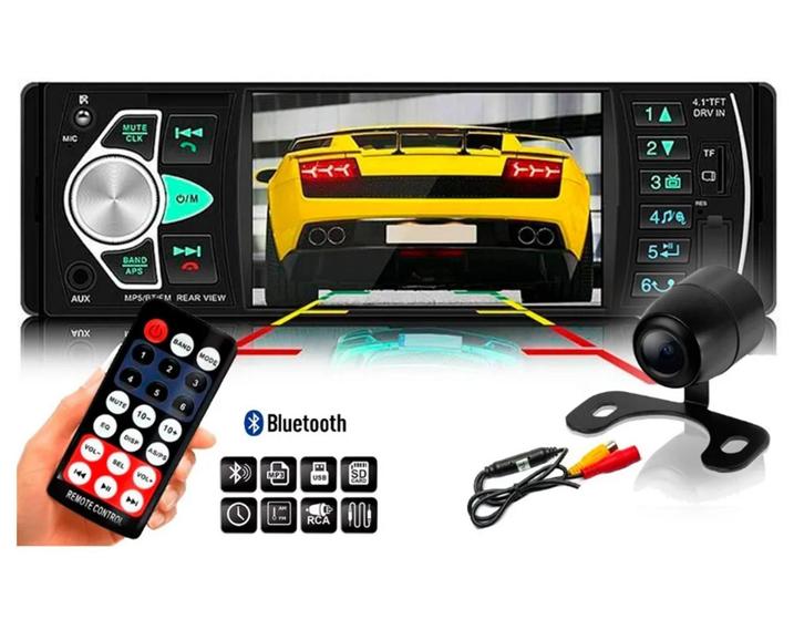 Mp5 Mp4 Player Automotivo 1 Din Usb Bluetooth + Camera Ré Taytec
