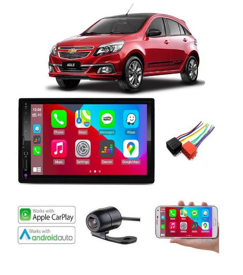 Imagem de Mp5 Multimidia AndroidAuto e Carplay Moldura Agile 2013 2014