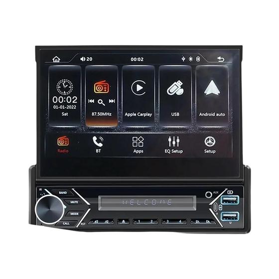 Imagem de MP5 Player Carro Universal 7" - Tela Retrátil Android Auto/CarPlay GPS