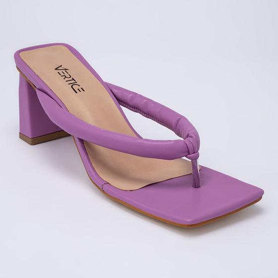 Imagem de Mule Feminino Salto Médio Square Tiras Soft - Lavanda