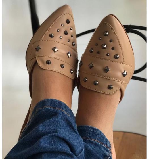 Imagem de Mule feminino sandália sapatilha bico fino pedra super confortável perfeito para todas ocasiões ,material de qualidade e com uma super durabilidade