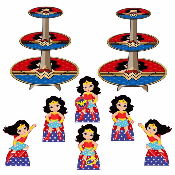 Imagem de Mulher Maravilha Cute Kit 2 Baleiros Com 6 Displays De Mesa