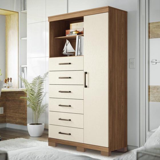 Imagem de Multi-Cômoda 1 Porta 6 Gavetas Marabá com Pés