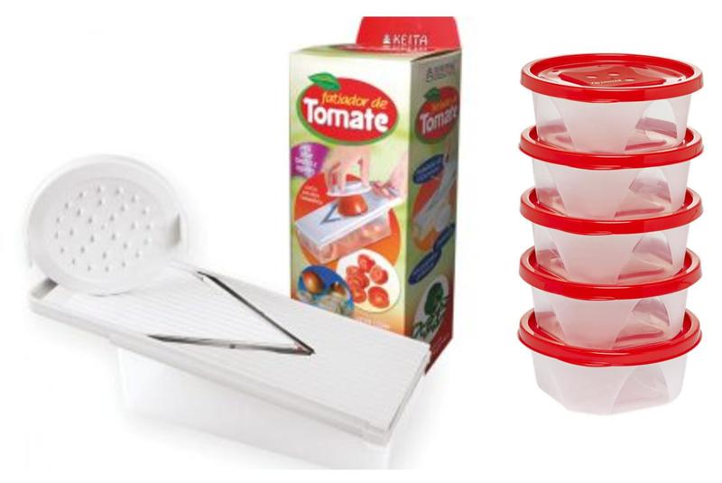Imagem de Multi Cortador Fatiador  de Legumes tomate com 5 potes com tampa