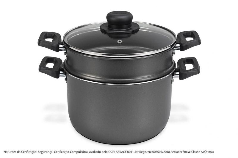 Imagem de Multiflon Cozi Vapor Cuscuzeira Aluminio Antiaderente Preto