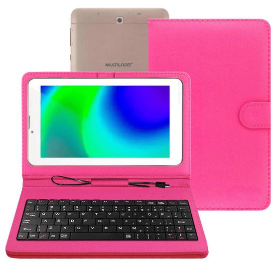Imagem de Multilaser Tablet M7 3G 32GB  + Capa com teclado Rosa Kit Estudo
