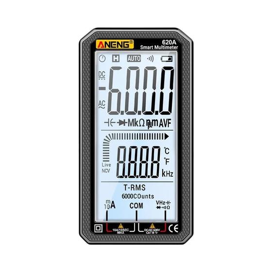 Imagem de Multímetro Digital Aneng 620A - 6000 Contagens, True RMS, Teste de Transistor e Capacitância