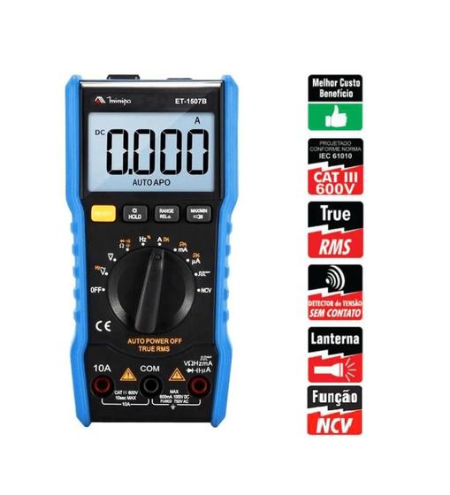 Multimetro Digital Capacímetro True-rms Função Ncv Menor preço em Multimetro Digital Capacímetro True-rms Função Ncv