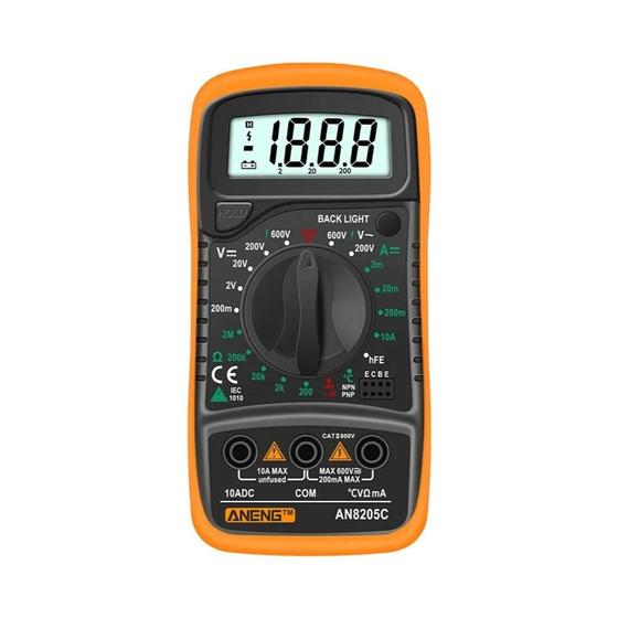 Imagem de Multímetro Digital Portátil ANENG AN8205C - AC/DC, Volt/Ohm/Teste de Temperatura com Termopar e LCD com Backlight