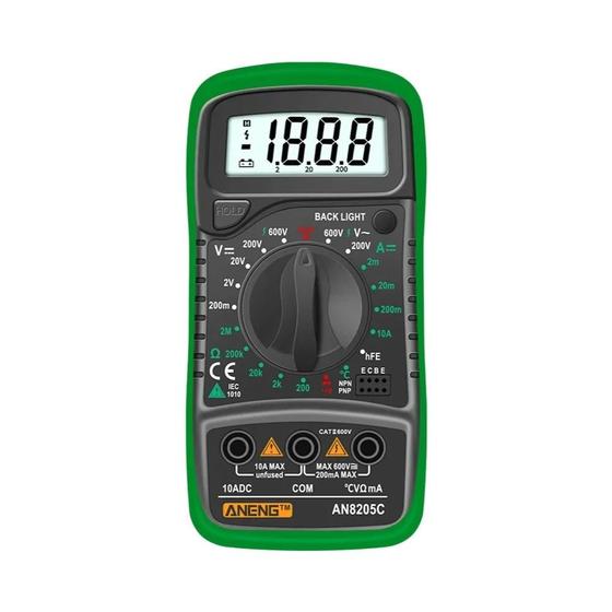 Imagem de Multímetro Digital Portátil ANENG AN8205C AC DC Volt Ohm Tester Com Termopar LCD Retroiluminado