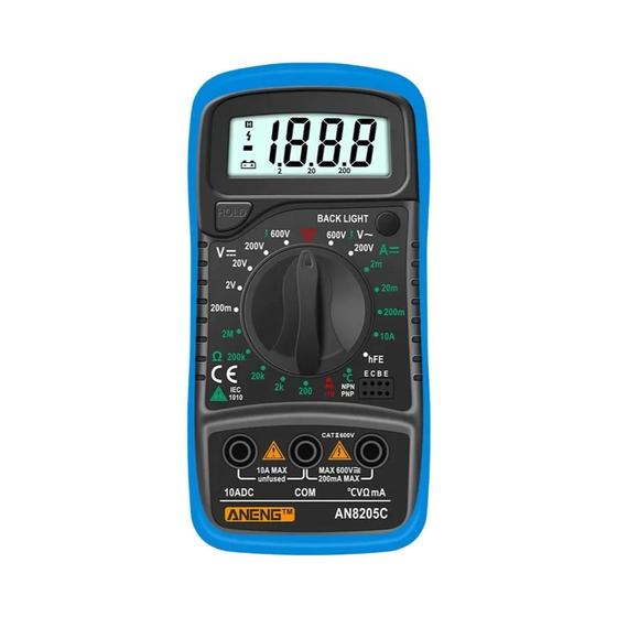Imagem de Multímetro Digital Portátil ANENG AN8205C AC DC Volt Ohm Tester Com Termopar LCD Retroiluminado