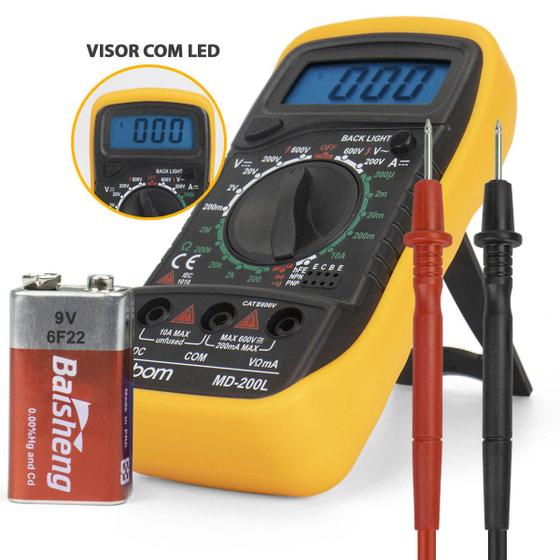 Multímetro Digital Profissional Portátil Barato Led Iluminado Aviso ...
