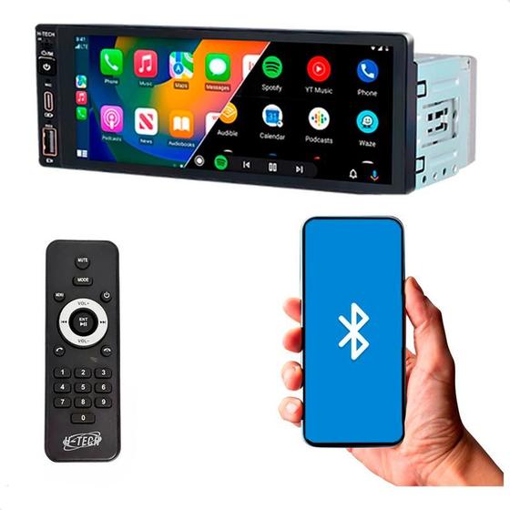 Imagem de Multimídia 1 Din 6,9" Ht-2690CA Carplay Android Auto Espelhamento Sem Fio Touch Screen H-tech