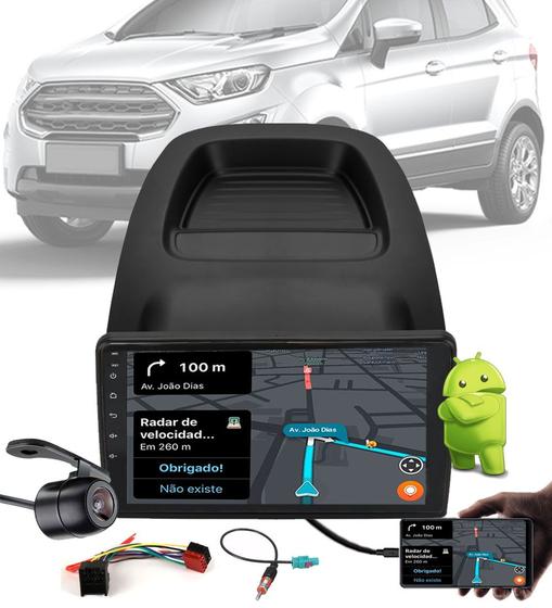 Imagem de Multimídia 10" Polegadas Ford Ecosport 2018 em Diante Android Bluetooth Espelhamento + Câmera de Ré + Chicote + Adaptador de Antena + Moldura + Interf