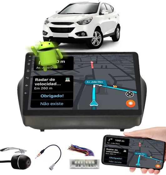Imagem de Multimídia 10" Polegadas Hyundai IX35 2010 em Diante Android Espelhamento GPS Bluetooth USB + Câmera de Ré + Chicote + Adaptador de Antena
