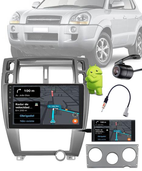 Imagem de Multimídia 10" Polegadas Hyundai Tucson 2007 até 2011 Android Bluetooth Espelhamento + Câmera de Ré + Moldura + Adaptador de Antena