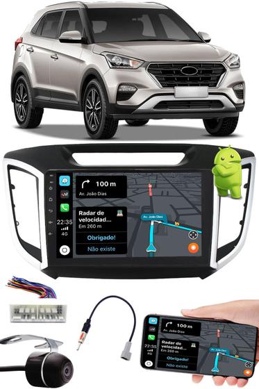 Imagem de Multimídia 2 Din 9" Polegadas Android Creta 2016 Em Diante Espelhamento Bluetooth USB + Chicotes + Câmera Ré