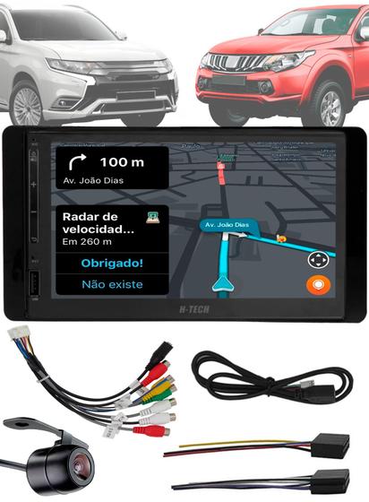 Imagem de Multimídia 2 Din Outlander 2014 a 2021 e Triton 2018 em Diante + Câmera de Ré + Moldura + Chicote de Ligação