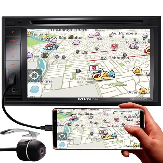 Imagem de Multimídia 2 Din Positron SP8530BT 6,2" Polegadas Espelhamento Android Bluetooth USB + Câmera Ré