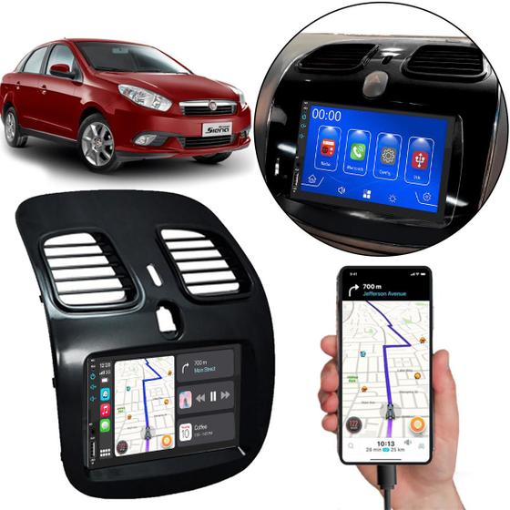 Imagem de Multimídia 7 Polegadas Grand Siena 2013 A 2021 Android-Auto MP5 + Moldura 2 Din Duto Reto