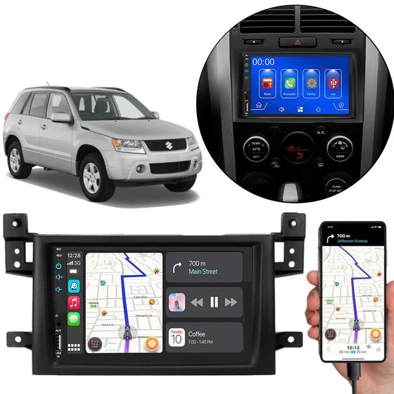 Imagem de Multimídia 7 Polegadas Grand Vitara 2005 A 2015 Android-Auto MP5 Bluetooth + Moldura 2 Din