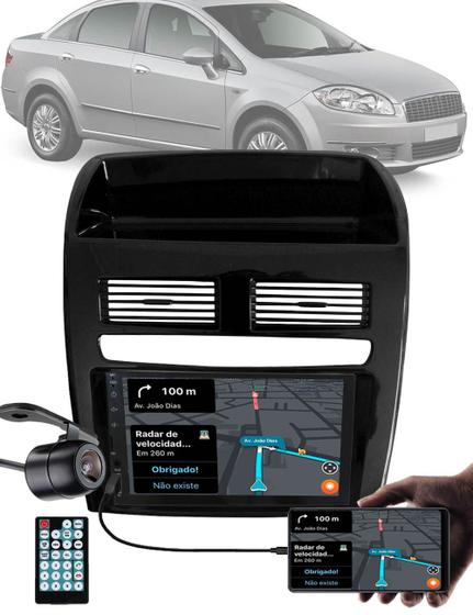 Imagem de Multimídia 7" Polegadas Linea 2008 até 2014 Espelhamento Bluetooth + Câmera de Ré + Moldura + Interface de Volante