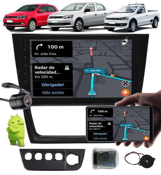 Imagem de Multimídia 9" Polegadas Android Vw Gol Saveiro Voyage G6 + Moldura Painel + Câmera de Ré + Interface Comando de Volante