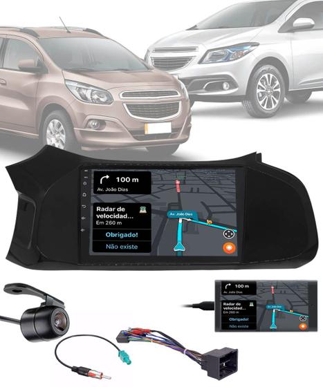 Imagem de Multimídia 9" Polegadas GM Onix e Spin 2012 até 2018 Bluetooth Espelhamento + Câmera de Ré + Moldura + Adaptador de Antena + Chicote + Interface Coman