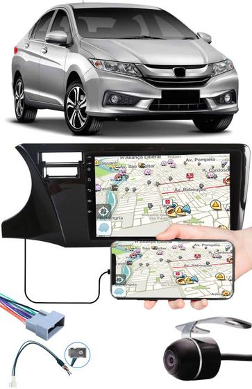 Imagem de Multimídia 9" Polegadas Honda City 2015 à 2020 Espelhamento USB Bluetooth + Chicotes + Moldura Painel + Câmera de Ré