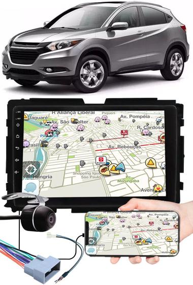 Imagem de Multimídia 9" Polegadas Honda HRV Espelhamento USB Bluetooth + Moldura Painel + Chicotes + Câmera de Ré